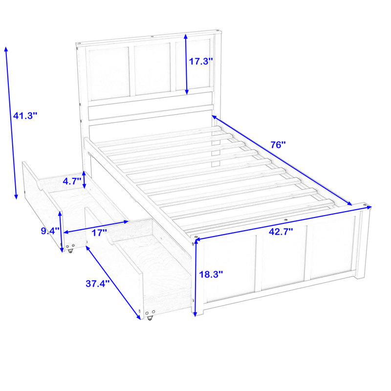 Elliekate Kids Twin with Drawers, Espresso