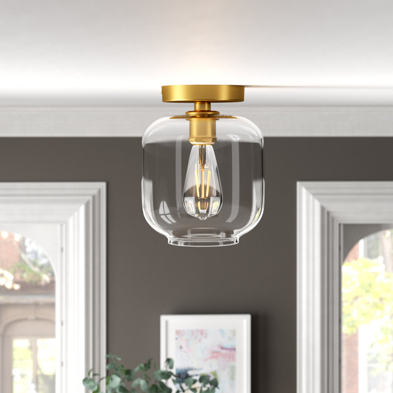 Drinkard Glass Flush Mount, Brass, Clear