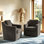 Fauteuil pivotant rembourré à dossier large et large Bronnen