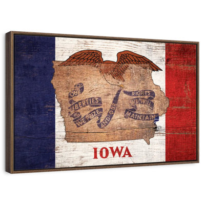 State Map Over Iowa Flag