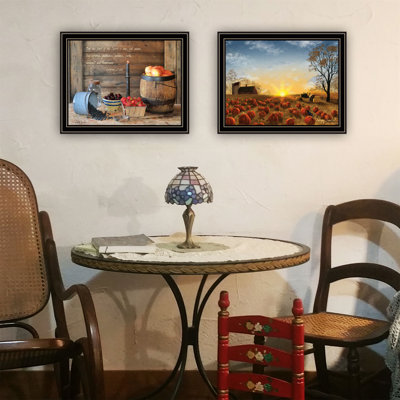 Trendy Decor 4U 2- Piece Vignette Autumn Sunrise, Fruit Of The Spirit Framed Wall Art For Living Room, Bedroom Wall Art Print For Home Decor By Billy Jacobs
