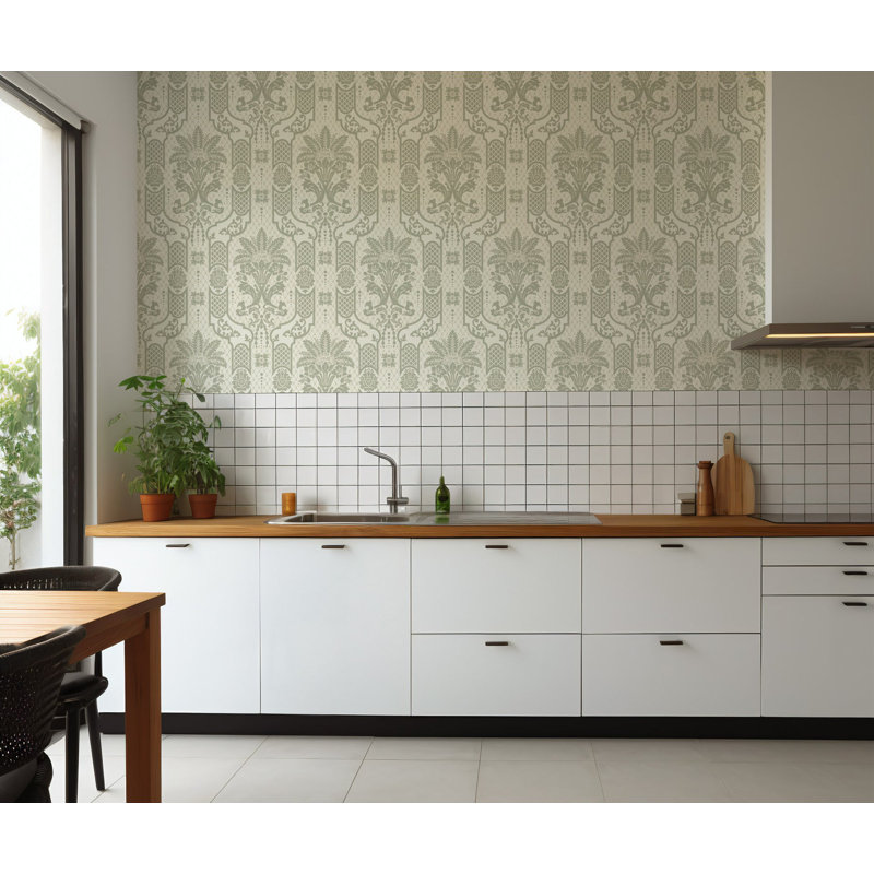 Papier peint Columnar Bloom - vert thym