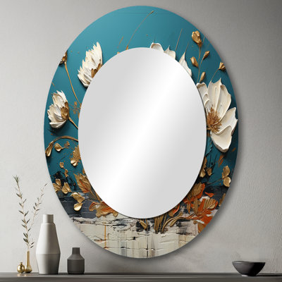 Miroir mural bleu et doré