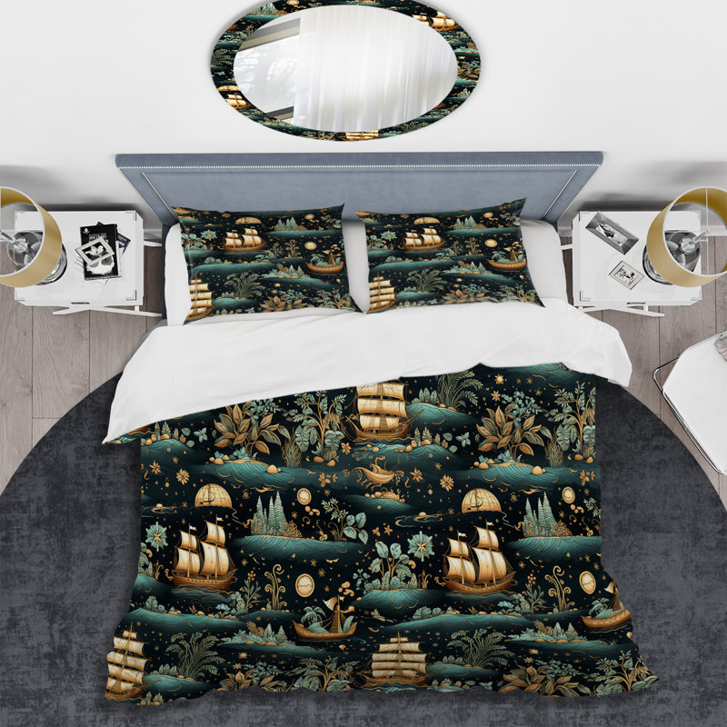 Ensemble de housse de couette Pirate Treasure Hunt II, Housse de couette pour très grand lit et 2 très