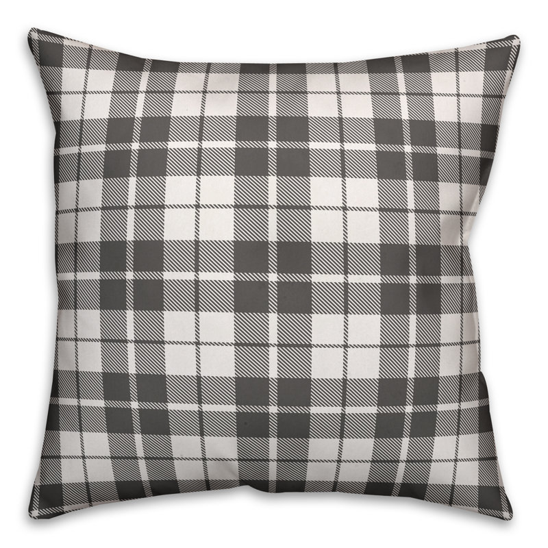 Plaid Throw Pillow, Gray