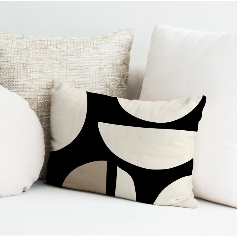 Coussin intérieur / extérieur en polyester filé Iona, Noir, H 14 po x l 20 po