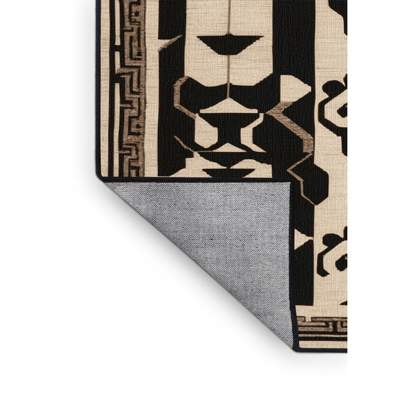 Tapis art déco brun lavable à la machine, Carré 3 pi