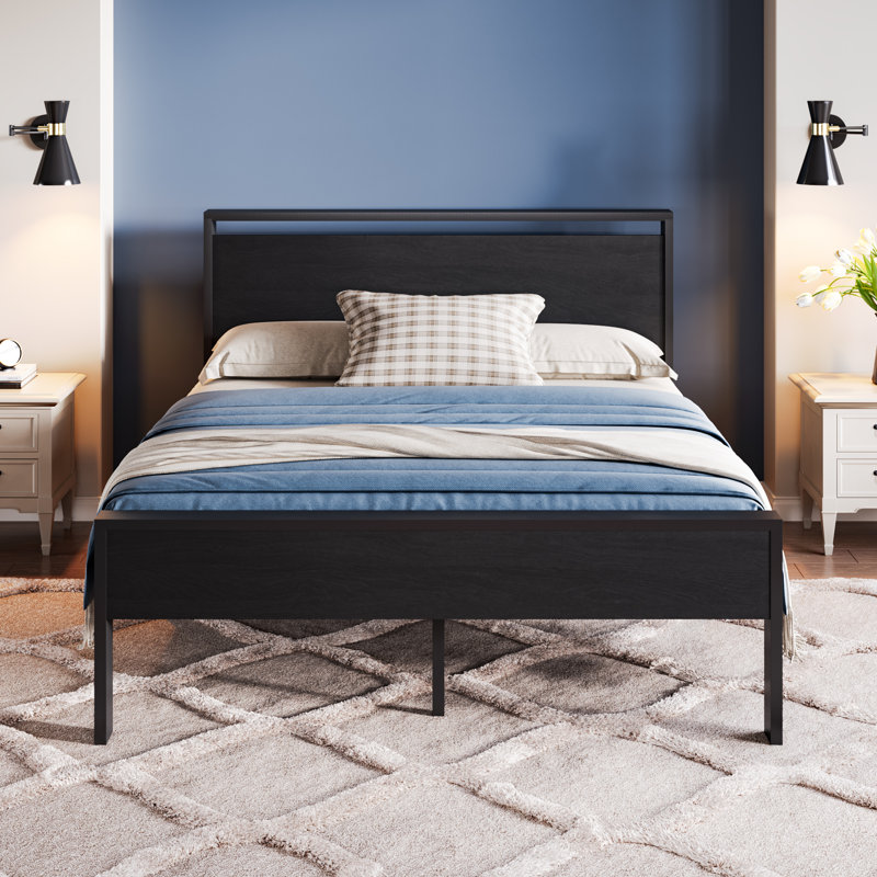 Keldyn Unfinished Platform Storage Bed, Black Oak, Full