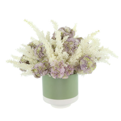 Sedum and Pampas Arranged in Ceramic Pot