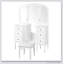 Meuble-lavabo antique blanc avec miroir triple, coiffeuse à 6 tiroirs avec tabouret et miroir pleine grandeur pour chambre à coucher