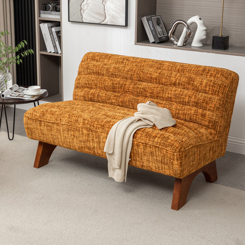Johson Tufted Upholstered Loveseat with Wood Legs , Yellow