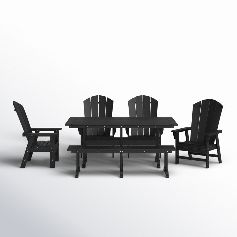 Laguna 6 - Person Patio Dining Set with Rectangular Table, Black