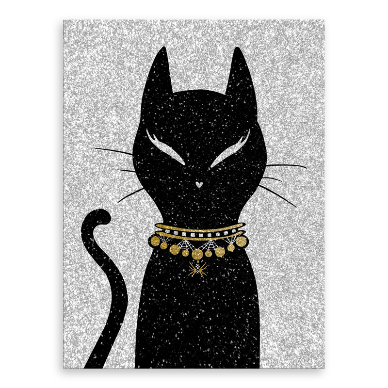 « glamoween kitty ii »-impression d’art graphique sur toile tendue, H 30 po x l 20 po x P 1,5 po