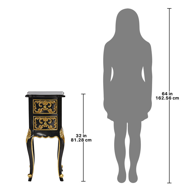 Table de bout à 2 tiroirs en bois massif rococo Baroque 32 po