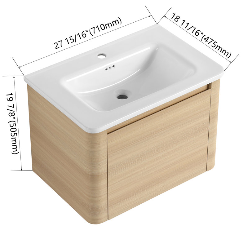 28''Single Bathroom Vanity With Ceramic Top, 28", Beige