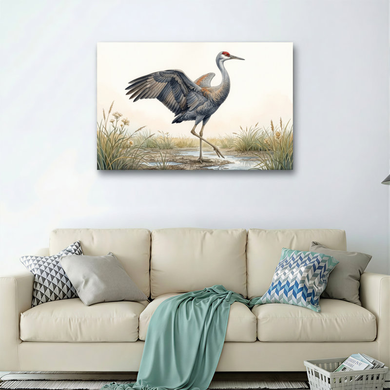 Ensemble de 1 tableau sur toile représentant une grue du Canada, 16"H x 24"W, Wrapped Canvas