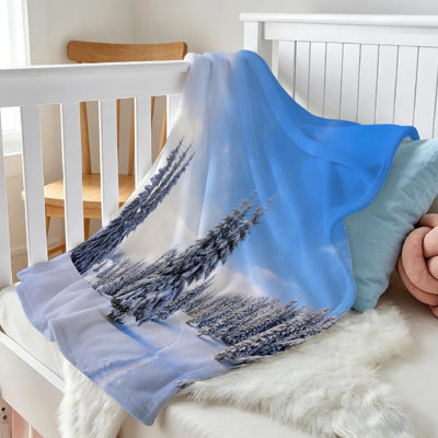 Jeté en molleton blanc ultra doux en flanelle, imprimé sur un beau jour givré