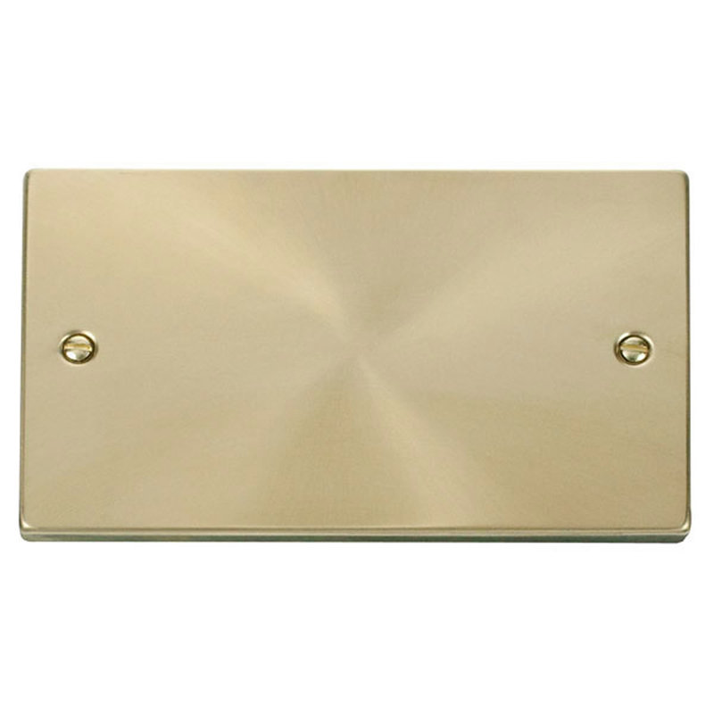 Satin Brass 2 Gang Blank Plate