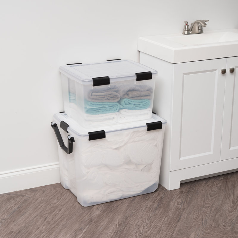 IRIS USA 47 Qt Storage Bins Plastic Gasket Box with Tight Latching Lids, 2 Pack, 46 Qt. 