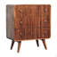 Commode striée à 3 tiroirs en bois massif miel et caramel
