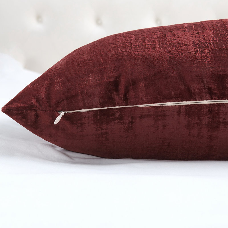 Housse de coussin réversible en velours texturé Euro, Rouge vin