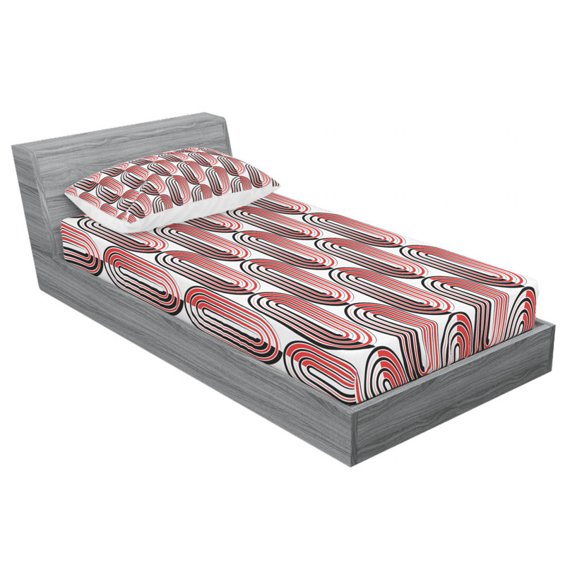Ensemble de draps géométriques Ellipse Curves, Taie d'oreiller pour lit simple
