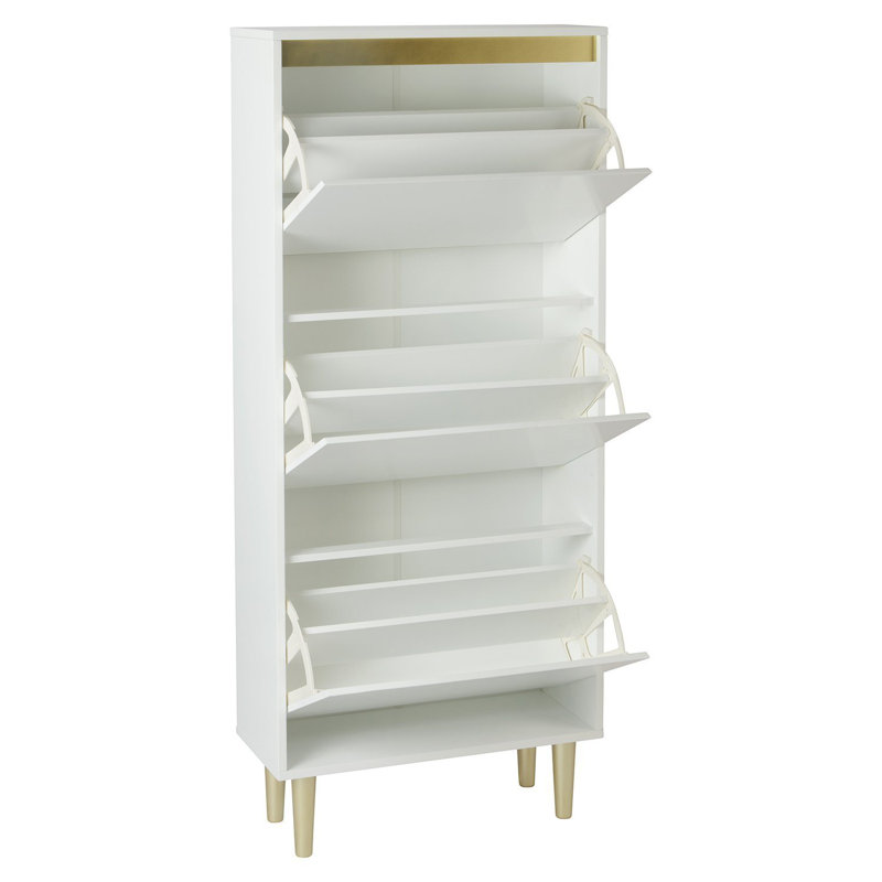 Bellandra Iliana Flip Down Shoe Storage, Gold/White