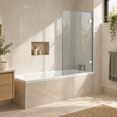 Locatelli 1550 mm H Frameless Tub Door with Clear Glass