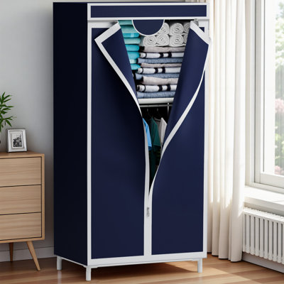 Organisateurs de garde-robe portatifs et rangement avec sections suspendues et pliantes, organisateur de garde-robe peu encombrant, support à vêtements complet anti-poussière pour chambre à coucher, appartement, dortoir