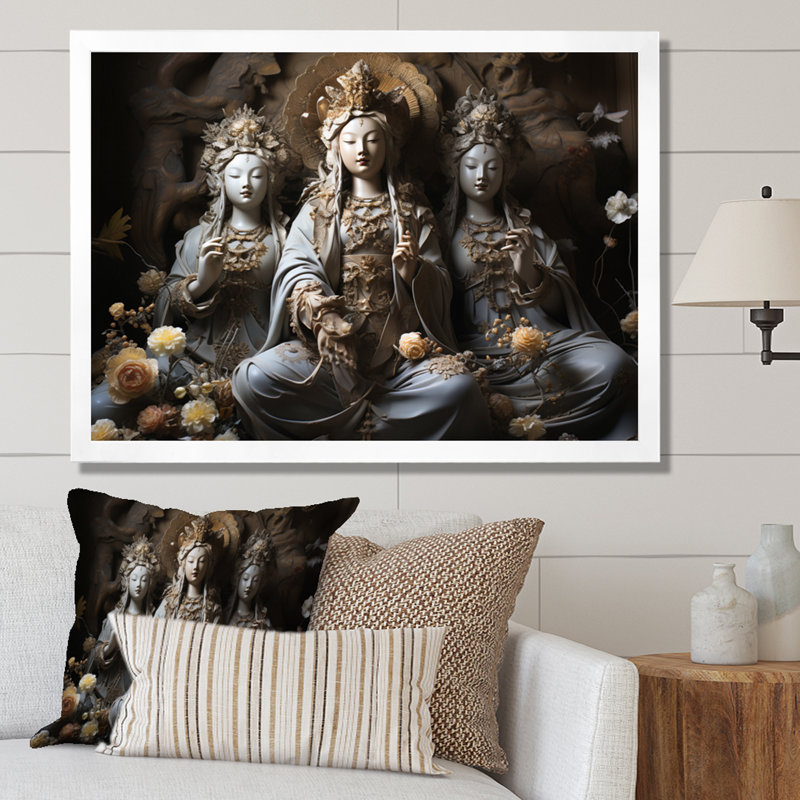 «Imperial Mystical Guardians» - reproduction, Cadre simple blanc, H 16 po x l 32 po x P 1 po