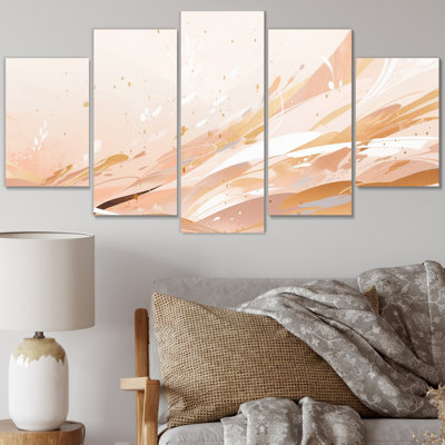 Beige Symmetrical Abstract - Cubism Canvas Print - 5 Panels