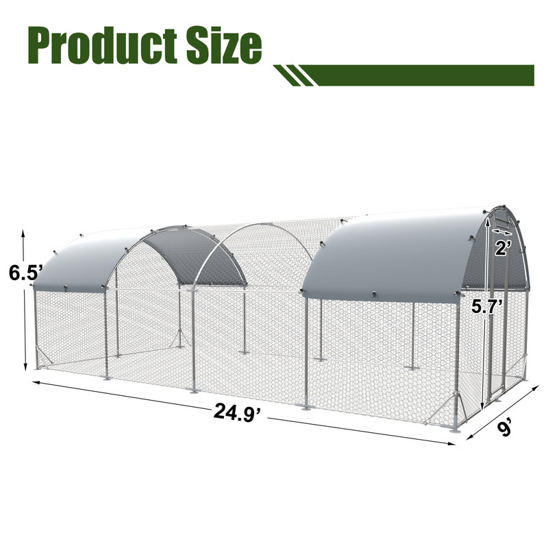 Grand poulailler en métal avec protection UV et housse imperméable