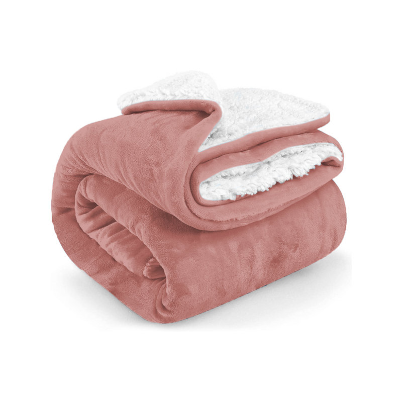 Formaran Sherpa Fleece Fur Thick Reversible Blanket Throw, W150 x L200cm, Pink