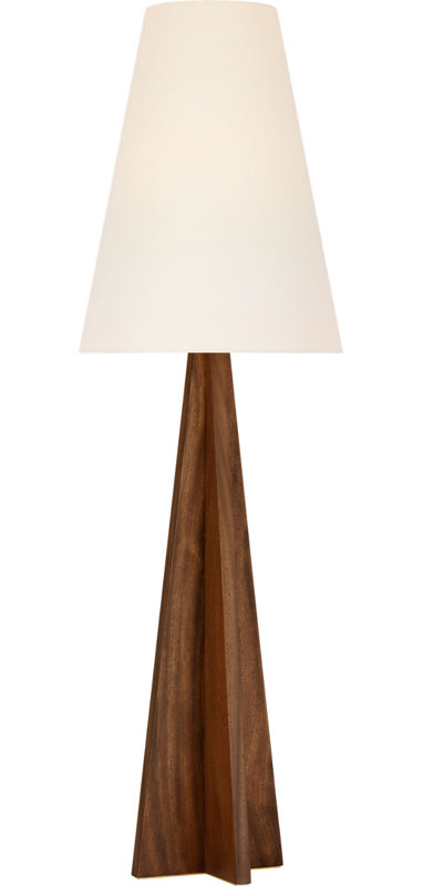 Crue 66" Floor Lamp with Linen Shade, Natural Walnut