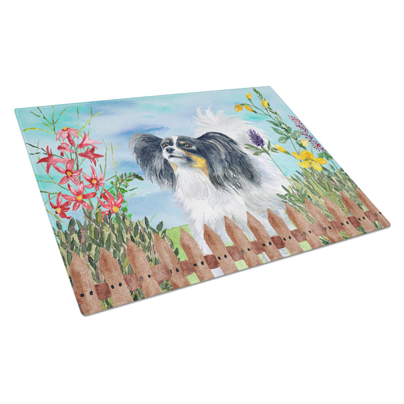 Planche à découper à ressorts en verre trempé caroline, Papillon