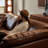 Brown Genuine Leather Modular Sofa cushion couch