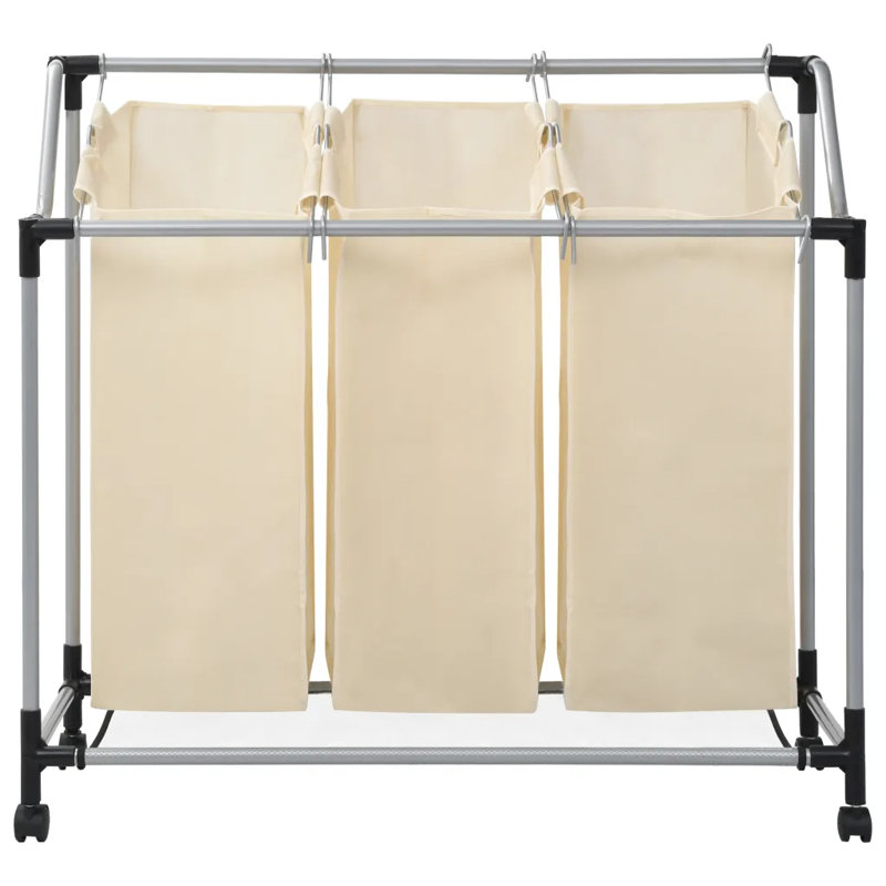 Plastic Rolling Laundry Sorter, Cream