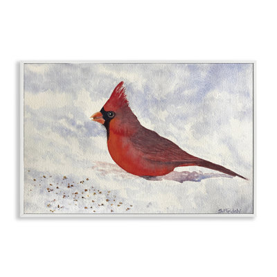 Red Cardinal in Snow Framed Giclee, design by Stephanie Fielden
