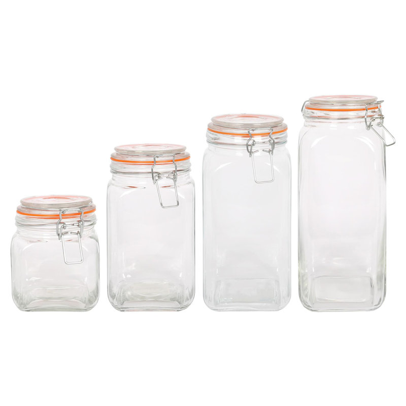 Glass Jar - Set of 6, Clear, 19 cm H x 10.5 cm W x 10.5 cm D
