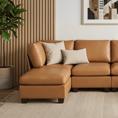 Repose-pieds carré en cuir 29,5 po