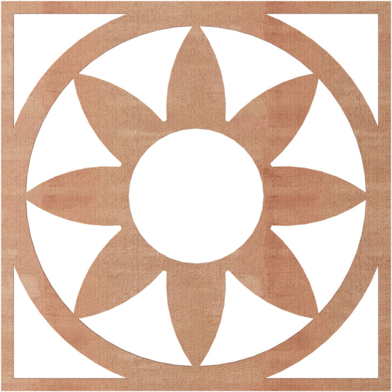Médaillon de plafond en bois Blume, Cerisier, H 32 po x l 32 po x P 0,25 po