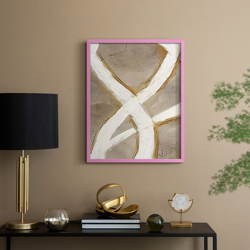 Abstrait, reproduction encadrée, prêt à accrocher, H 10 po x P 8 po, Rose