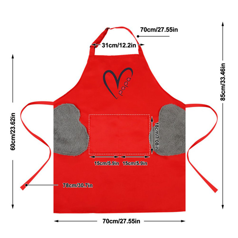 Tablier en polyester, L 33,5 po x l 28,7 po, Rouge