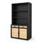Armoire de rangement en bois de pin et fer Aaliyah H 83 po avec huche ouverte, panneau arrière en panneau perforé, 2 tiroirs et 2 portes