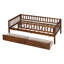 Lit de jour simple en bois avec 2 tiroirs de rangement, noyer - Lit simple peu encombrant pour la chambre à coucher-118488187-118488188