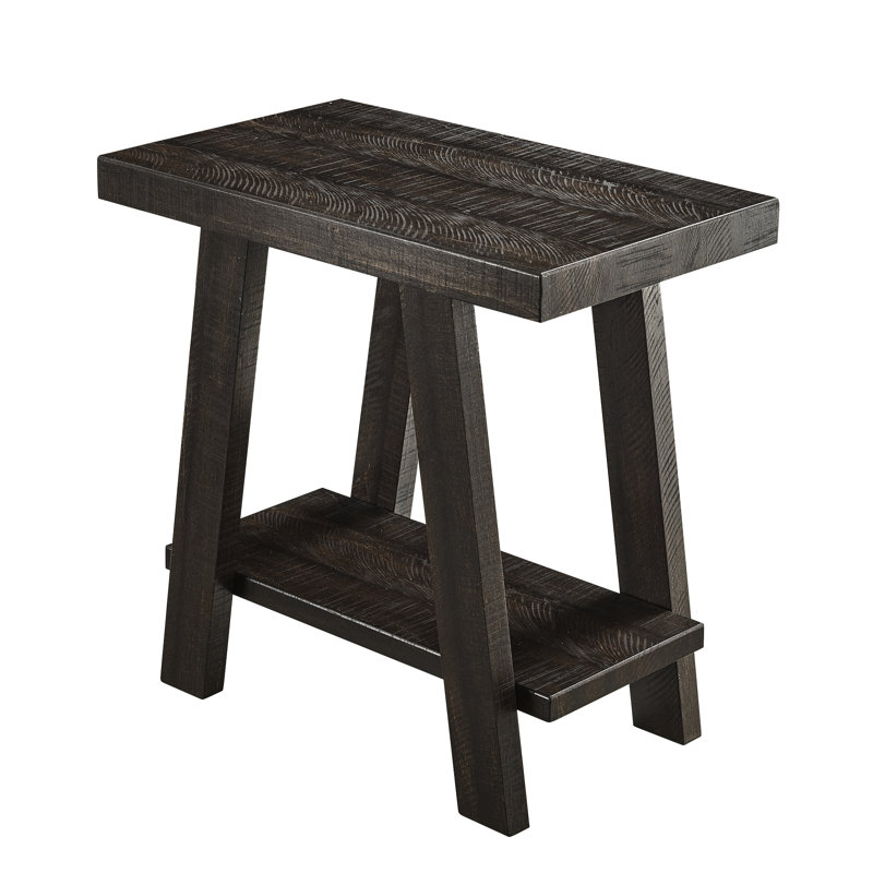 Modern Wood Side Table With Shelf Option - -Colored, Rectangular Top, Splayed Legs Look, Wood, 23.5"W X 14"D 22"H Contemporary Rich -Colored Extended Top & Outlook Extra Storage Available