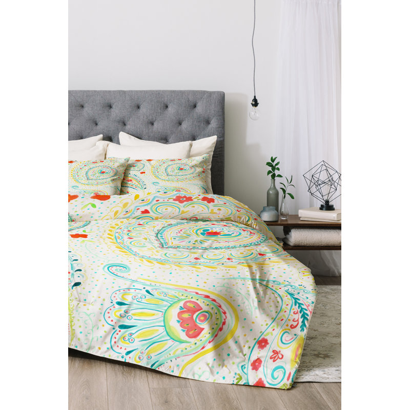 Ensemble de housse de couette Jacqueline Maldonado, Housse de couette simple / simple TG et 1 taie dé, Bleu sarcelle