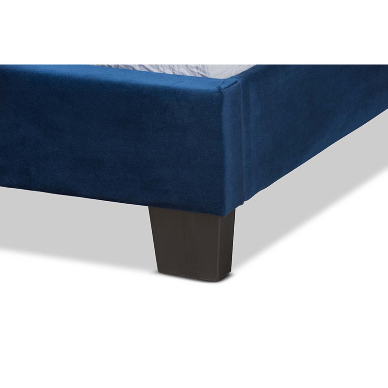 Lit à panneau tapissier Cambria, Simple, Bleu marine