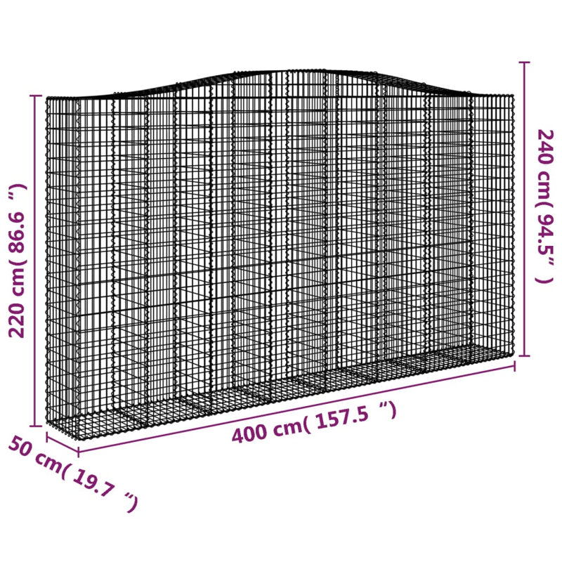 Galvanised Iron Border Fencing, 240cm H x 400cm W x 50cm D