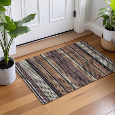 Tapis à rayures intérieur / extérieur lavable à la machine ACN2427